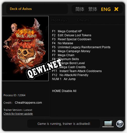 Deck of Ashes: ТРЕЙНЕР И ЧИТЫ (V1.0.96)