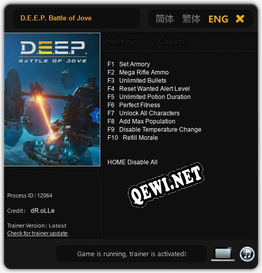 D.E.E.P. Battle of Jove: Читы, Трейнер +10 [dR.oLLe]