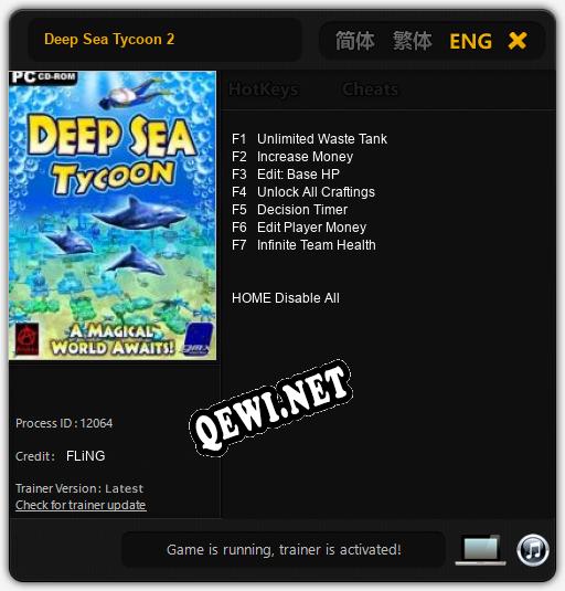 Трейнер для Deep Sea Tycoon 2 [v1.0.1]