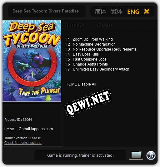 Deep Sea Tycoon: Divers Paradise: ТРЕЙНЕР И ЧИТЫ (V1.0.61)