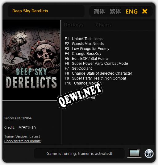 Трейнер для Deep Sky Derelicts [v1.0.3]