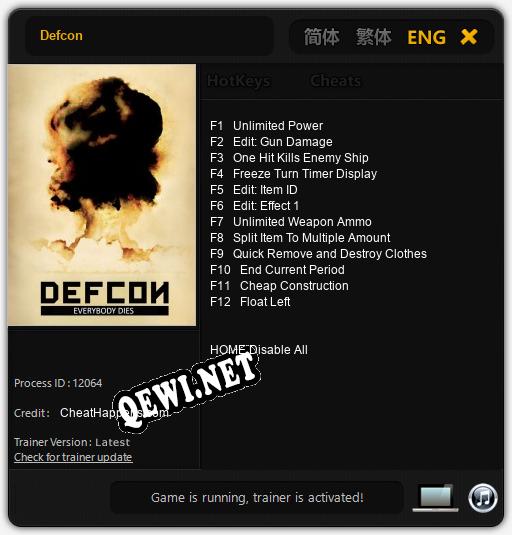 Defcon: Читы, Трейнер +12 [CheatHappens.com]