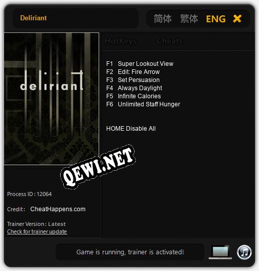 Deliriant: Трейнер +6 [v1.4]