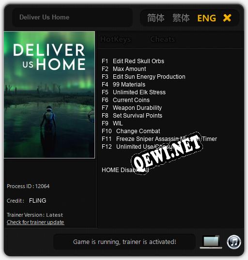 Deliver Us Home: Трейнер +12 [v1.3]