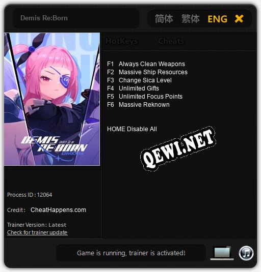 Demis Re:Born: ТРЕЙНЕР И ЧИТЫ (V1.0.56)