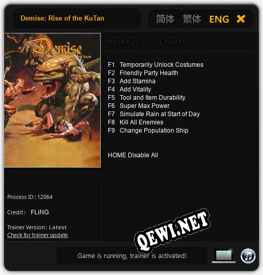 Demise: Rise of the KuTan: Трейнер +9 [v1.6]