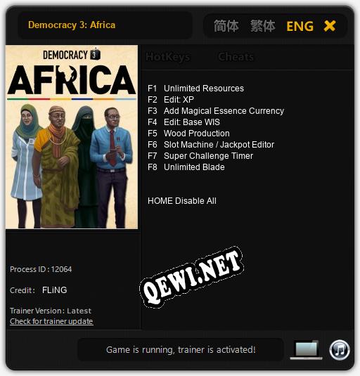 Трейнер для Democracy 3: Africa [v1.0.3]