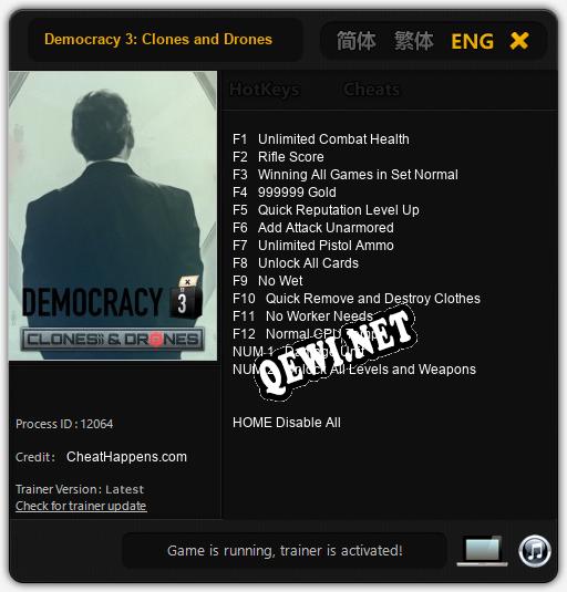 Democracy 3: Clones and Drones: Читы, Трейнер +14 [CheatHappens.com]