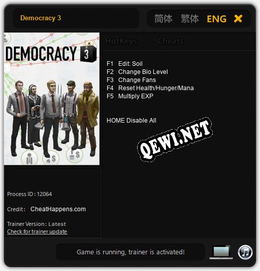 Democracy 3: Читы, Трейнер +5 [CheatHappens.com]