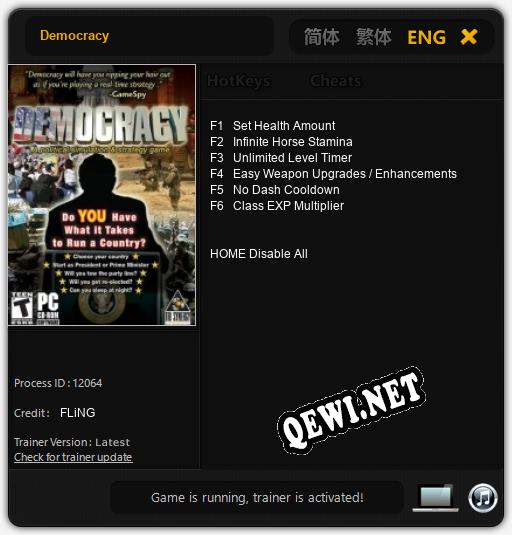 Democracy: Читы, Трейнер +6 [FLiNG]