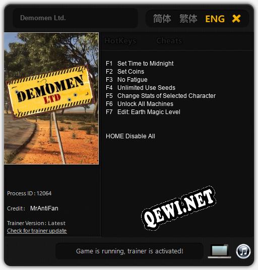 Demomen Ltd.: Трейнер +7 [v1.9]