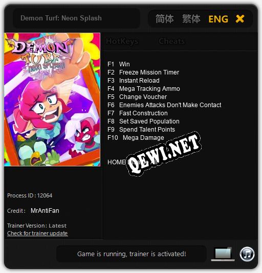 Demon Turf: Neon Splash: ТРЕЙНЕР И ЧИТЫ (V1.0.22)