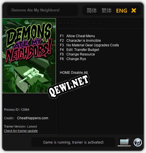 Demons Ate My Neighbors!: Читы, Трейнер +6 [CheatHappens.com]