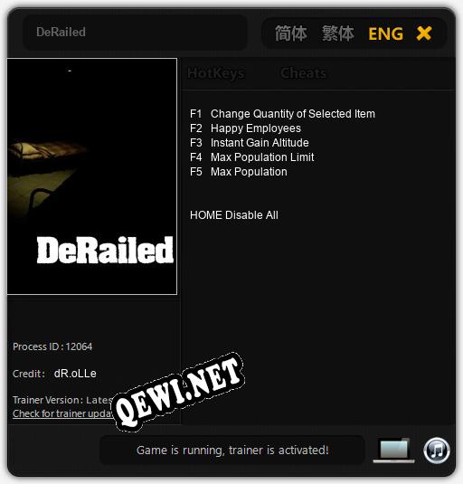 Трейнер для DeRailed [v1.0.5]