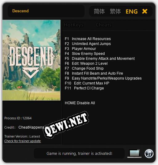 Descend: Трейнер +11 [v1.3]