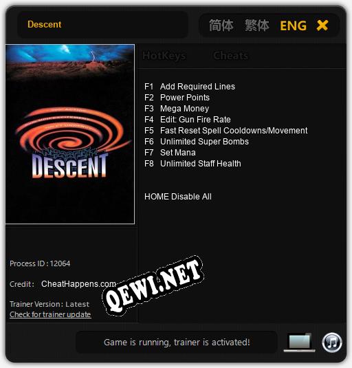 Descent: Трейнер +8 [v1.2]