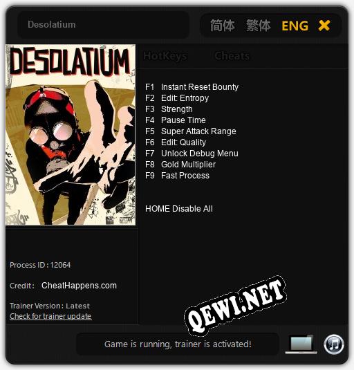 Трейнер для Desolatium [v1.0.6]