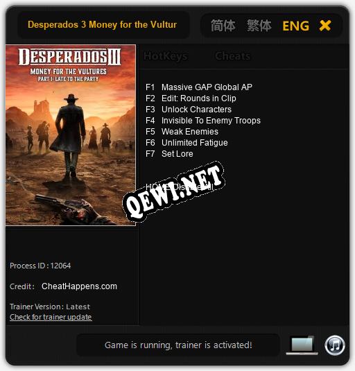 Трейнер для Desperados 3 Money for the Vultures Part 1: Late To The Party [v1.0.8]