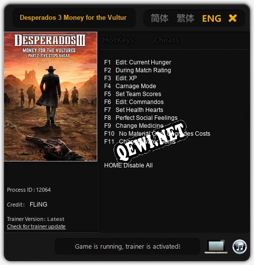 Desperados 3 Money for the Vultures Part 2: Five Steps Ahead: ТРЕЙНЕР И ЧИТЫ (V1.0.76)