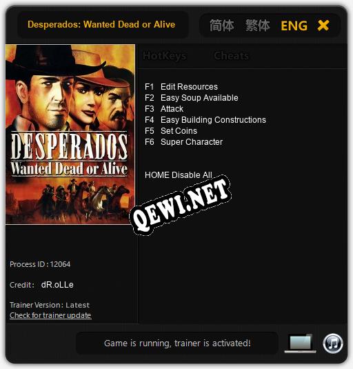Desperados: Wanted Dead or Alive: Читы, Трейнер +6 [dR.oLLe]
