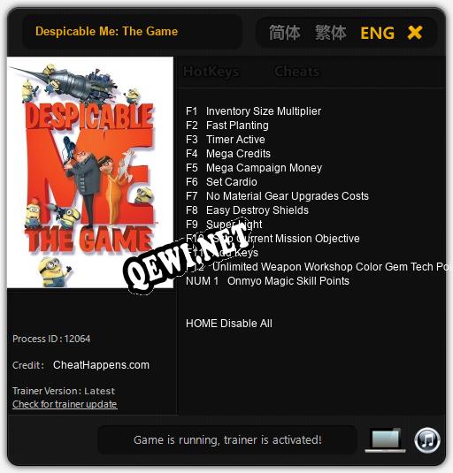 Трейнер для Despicable Me: The Game [v1.0.5]