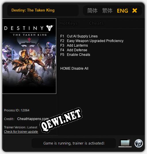 Destiny: The Taken King: Трейнер +5 [v1.9]
