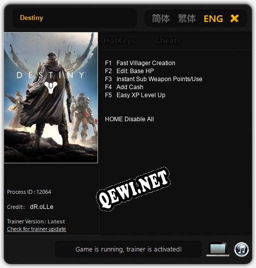 Destiny: ТРЕЙНЕР И ЧИТЫ (V1.0.83)