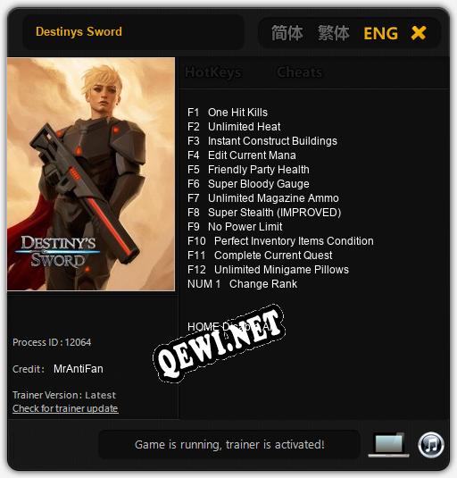 Трейнер для Destinys Sword [v1.0.3]