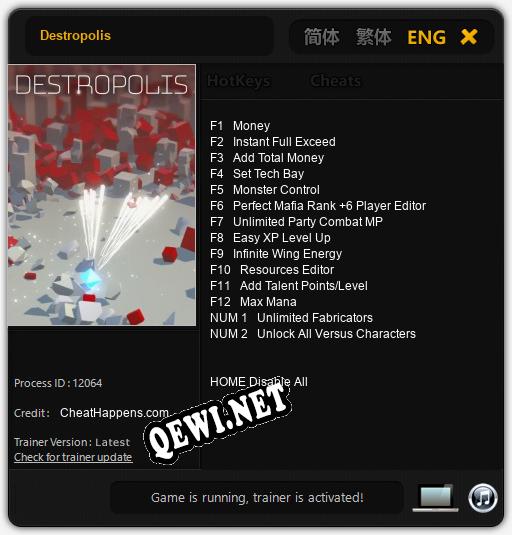 Трейнер для Destropolis [v1.0.6]