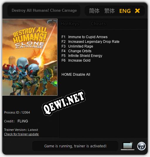 Трейнер для Destroy All Humans! Clone Carnage [v1.0.3]