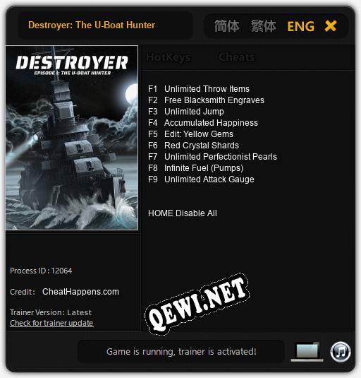 Destroyer: The U-Boat Hunter: Читы, Трейнер +9 [CheatHappens.com]