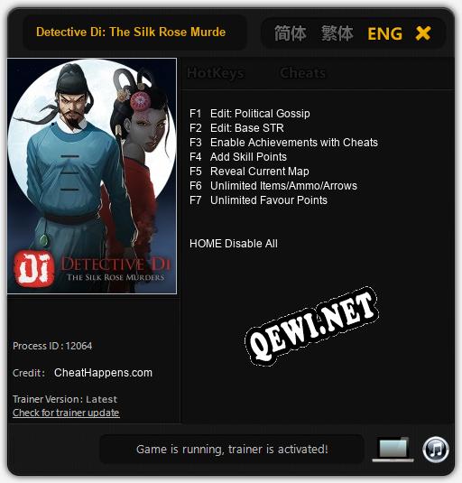 Detective Di: The Silk Rose Murders: ТРЕЙНЕР И ЧИТЫ (V1.0.22)