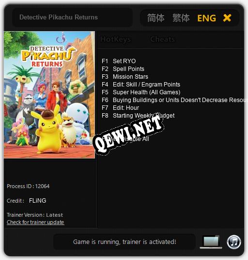 Detective Pikachu Returns: Трейнер +8 [v1.4]