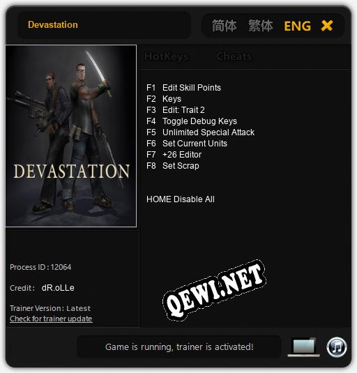Devastation: Трейнер +8 [v1.1]