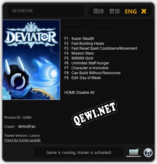 DEVIATOR: ТРЕЙНЕР И ЧИТЫ (V1.0.91)