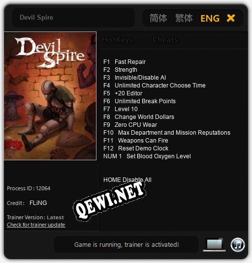 Devil Spire: ТРЕЙНЕР И ЧИТЫ (V1.0.74)