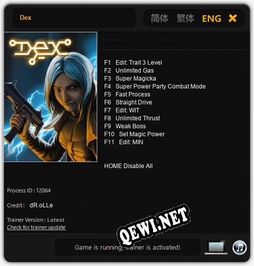 Dex: Трейнер +11 [v1.1]
