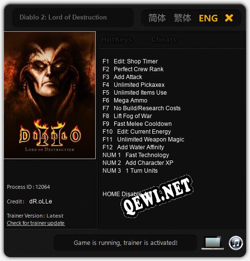 Diablo 2: Lord of Destruction: Читы, Трейнер +15 [dR.oLLe]