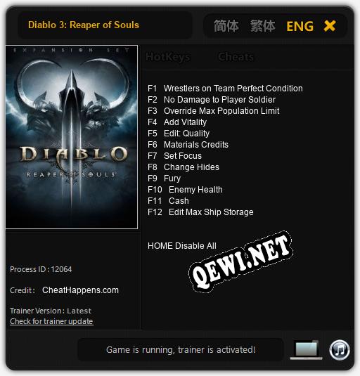 Трейнер для Diablo 3: Reaper of Souls [v1.0.4]