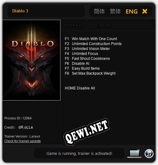 Diablo 3: Трейнер +8 [v1.7]