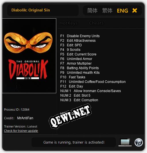 Трейнер для Diabolik: Original Sin [v1.0.6]