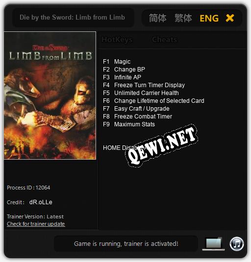 Трейнер для Die by the Sword: Limb from Limb [v1.0.5]