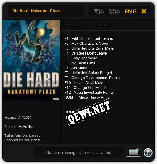 Трейнер для Die Hard: Nakatomi Plaza [v1.0.9]
