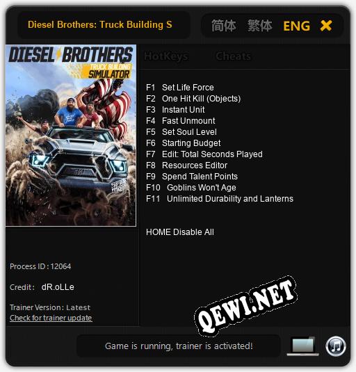 Diesel Brothers: Truck Building Simulator: ТРЕЙНЕР И ЧИТЫ (V1.0.56)