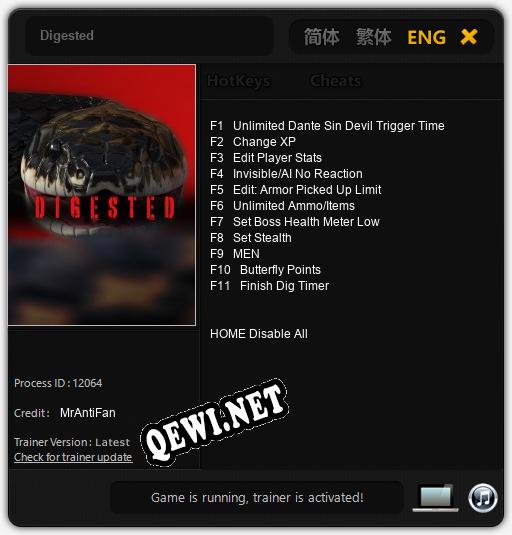 Трейнер для Digested [v1.0.7]