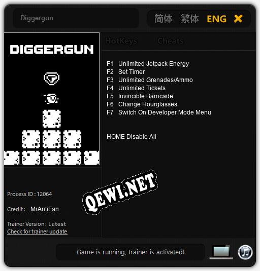 Diggergun: Трейнер +7 [v1.2]