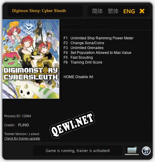 Трейнер для Digimon Story: Cyber Sleuth [v1.0.3]