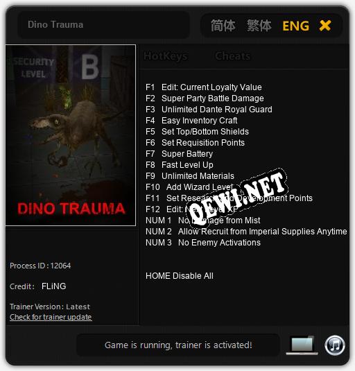 Dino Trauma: ТРЕЙНЕР И ЧИТЫ (V1.0.96)