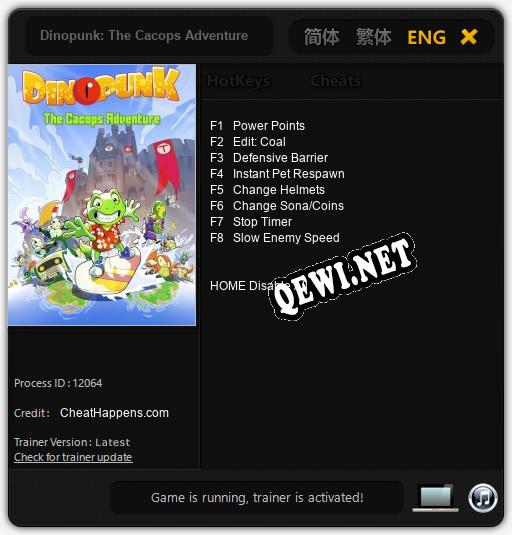 Трейнер для Dinopunk: The Cacops Adventure [v1.0.8]