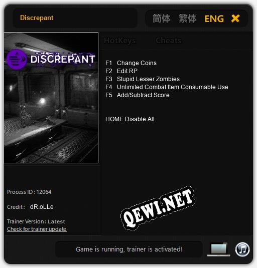 Discrepant: Читы, Трейнер +5 [dR.oLLe]